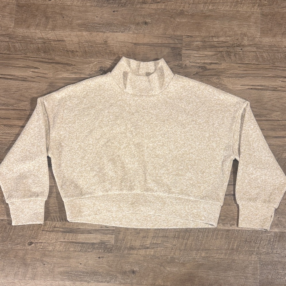 Aerie Cream Knit Oversized Turtleneck Sweater - Size L
